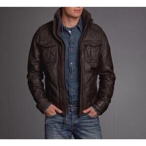 ABERCROMBIE & FITCH SLANT ROCK L LEATHER FLIGHT JACKET AVIATOR BOMBER PILOT USAF